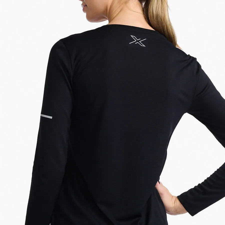 2XU Aero Long Sleeve Tee | Black / Silver Reflective | Womens