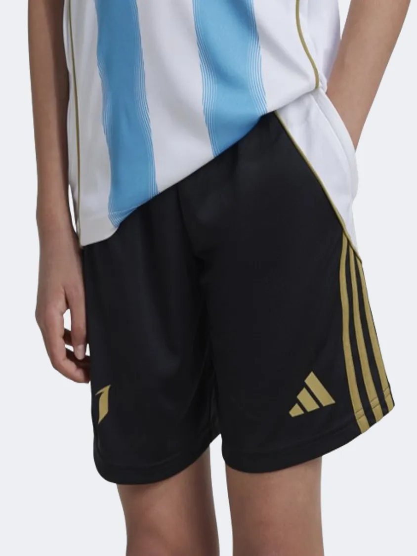 Adidas Messi Boys Football Short Black/Gold/White