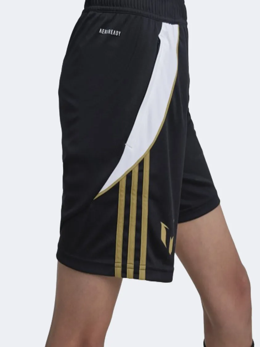 Adidas Messi Boys Football Short Black/Gold/White