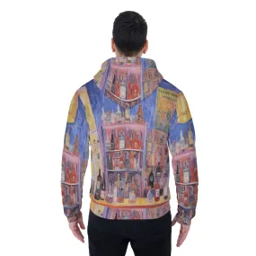 All-Over Print Men's Sherpa Fleece Zip Up Hoodie, booze, cabinet, print, #25VV