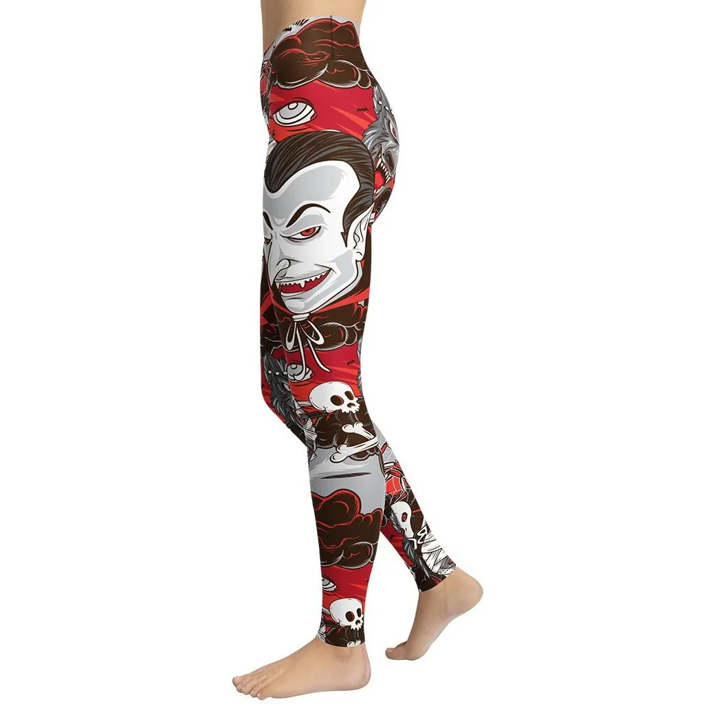 All the Horrors of Halloween Yoga Leggings