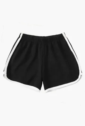 Black Athletic Striped Shorts