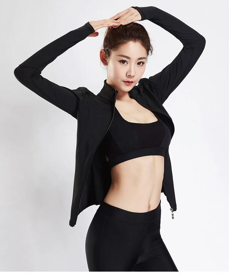 Black Mesh Patchwork Sport Jackets