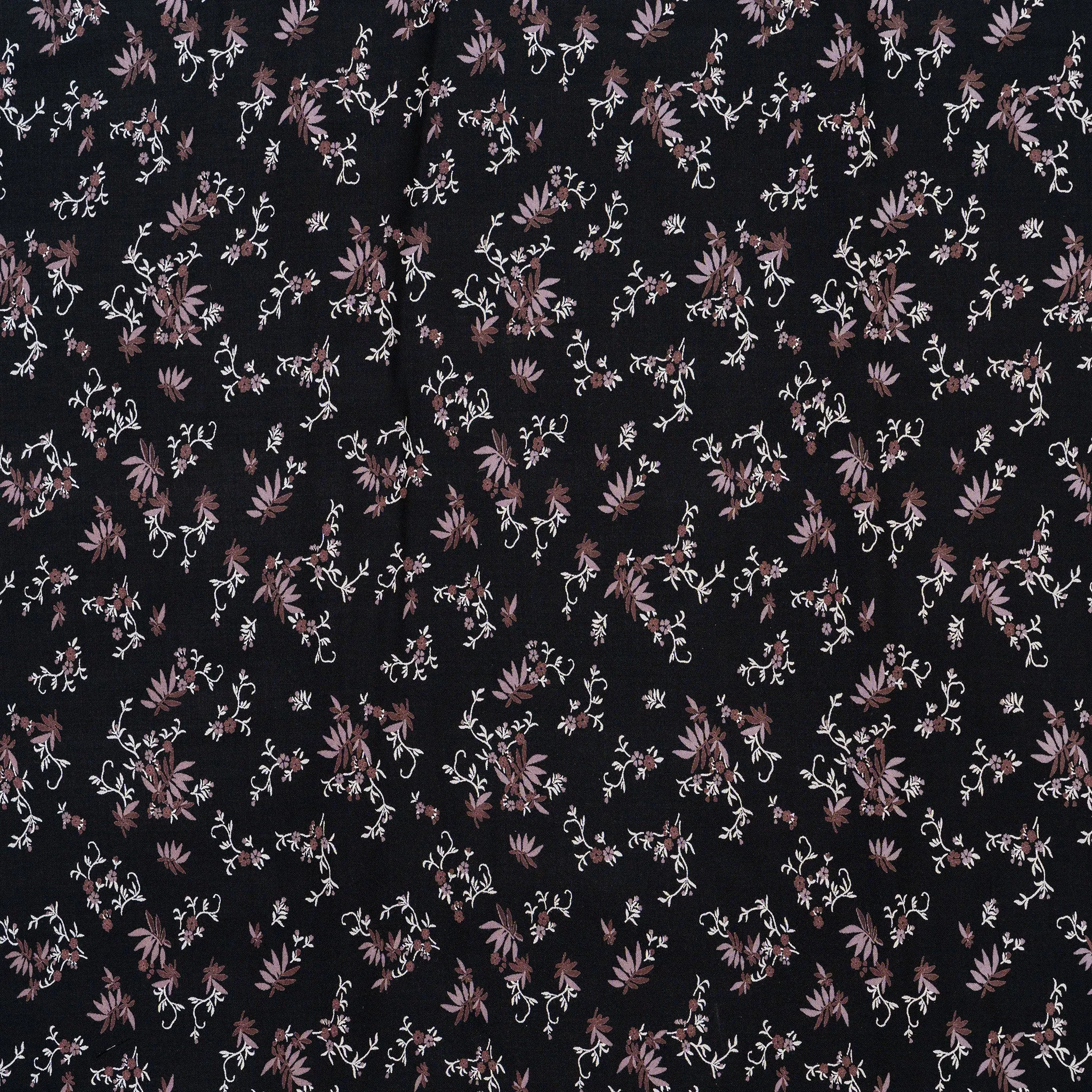 Black Rayon Fabric with Elegant Print