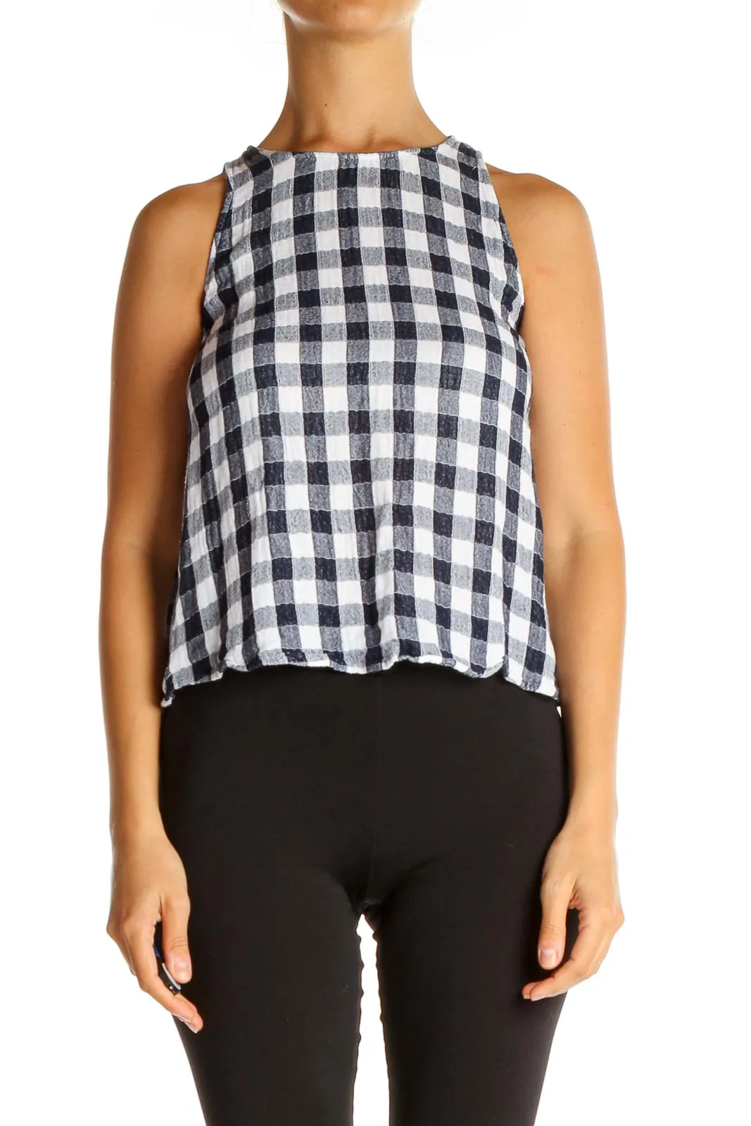 Blue Checkered Bohemian Tank Top