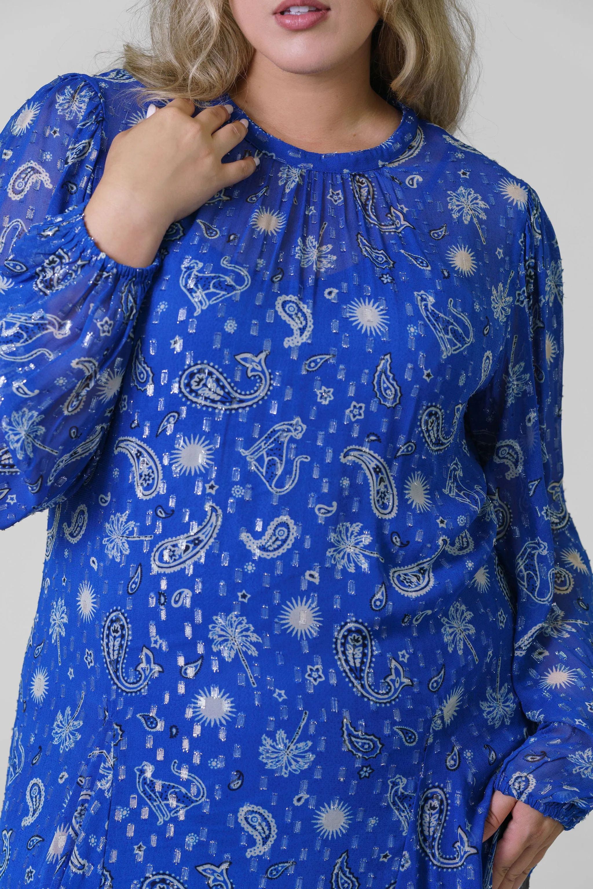 BLUE RUNNING PAISLEY BIBI DRESS