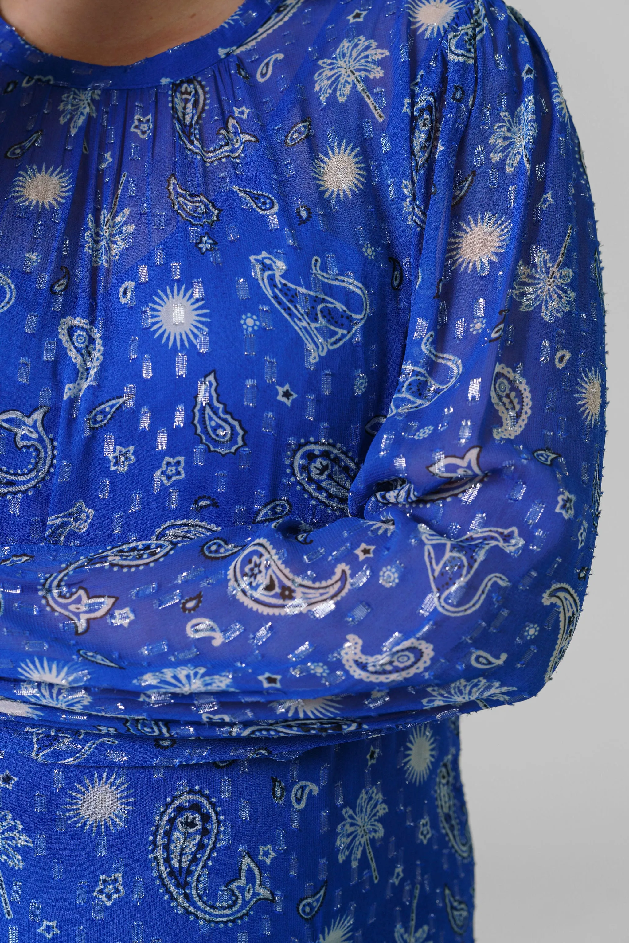 BLUE RUNNING PAISLEY BIBI DRESS