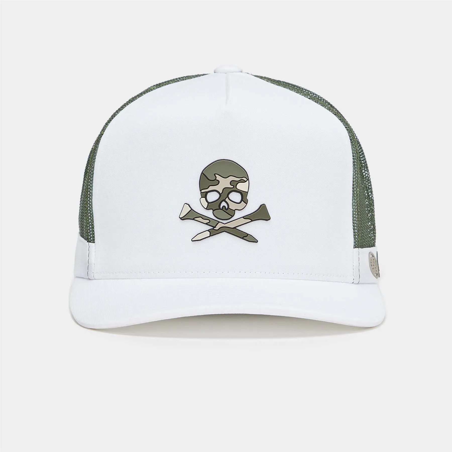 Camo Skull & Tees Interlock Knit Tall Trucker Hat Snow - SS24