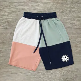 Colorblock smiley track shorts