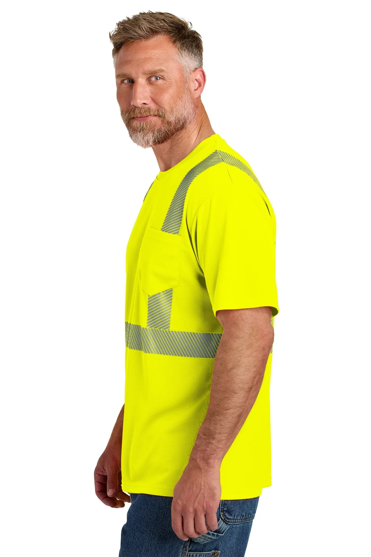 CornerStone ANSI 107 Class 2 Segmented Custom Tape Tees, Safety Yellow