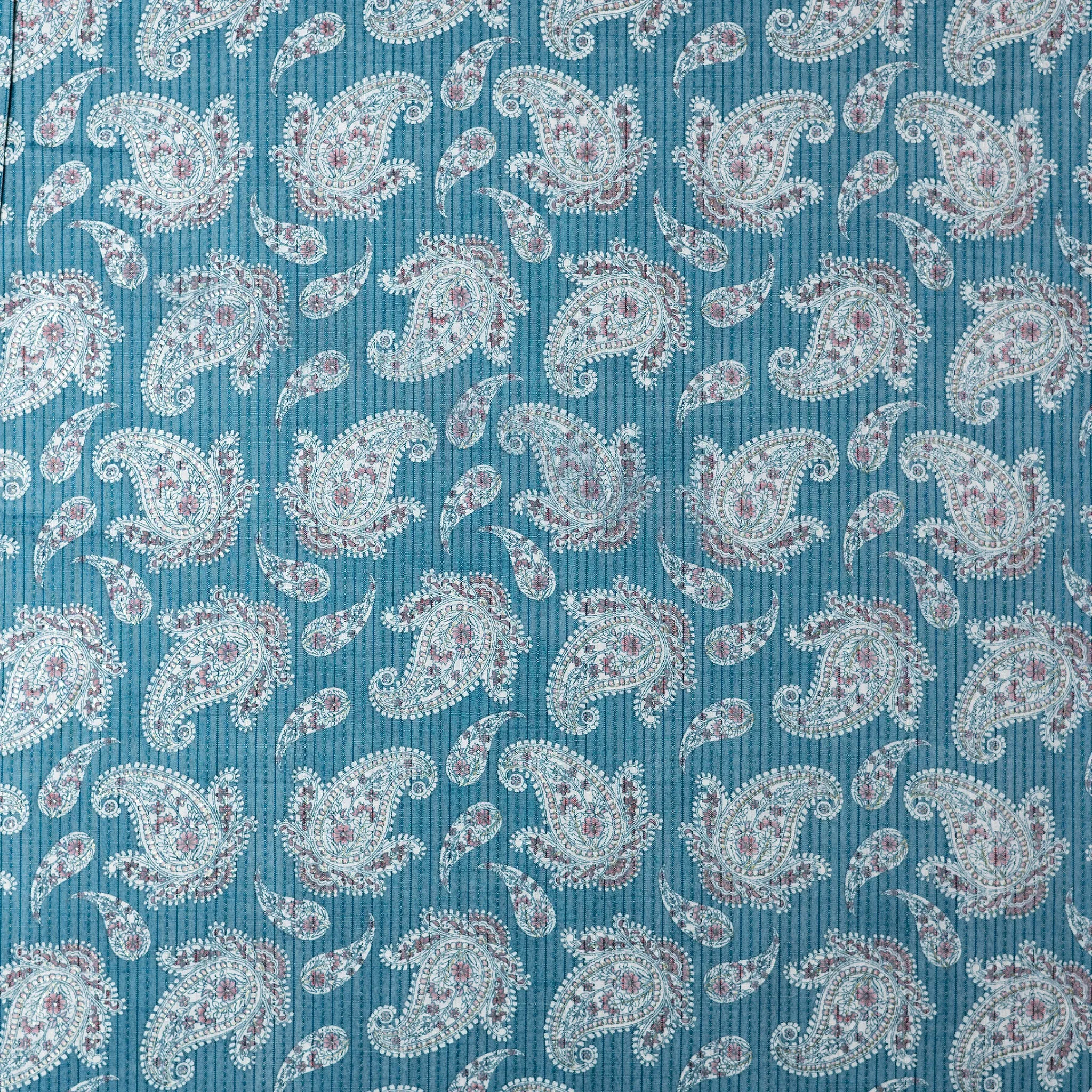 Cotton Foil Printed Fabric (Light Blue)