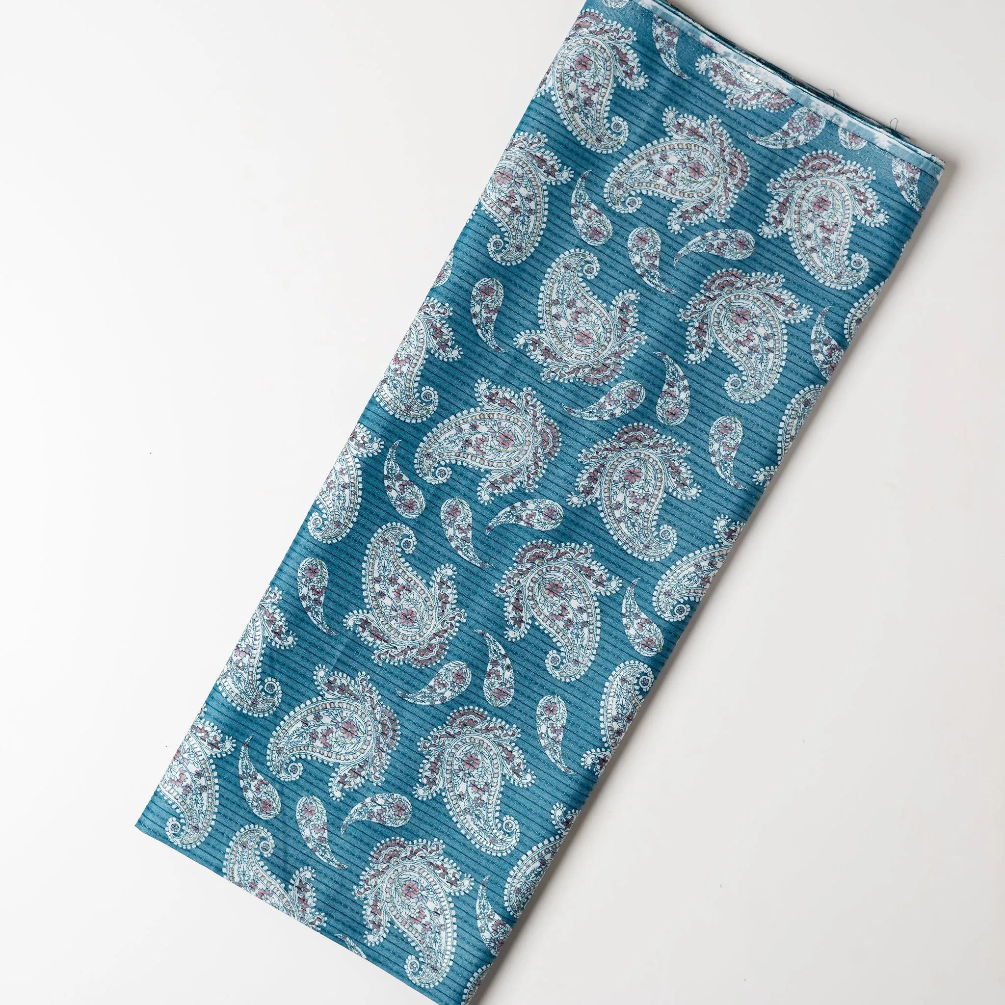 Cotton Foil Printed Fabric (Light Blue)