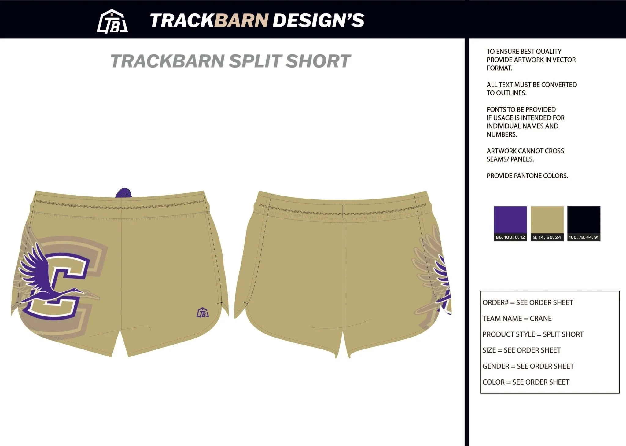 Crane-- Womens Split Track Short