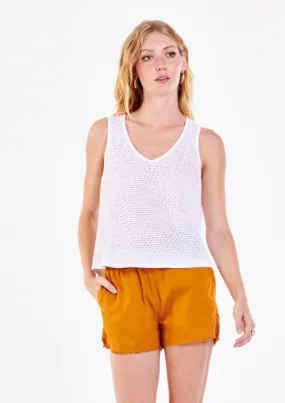 DJ Willa Open Knit Tank-White