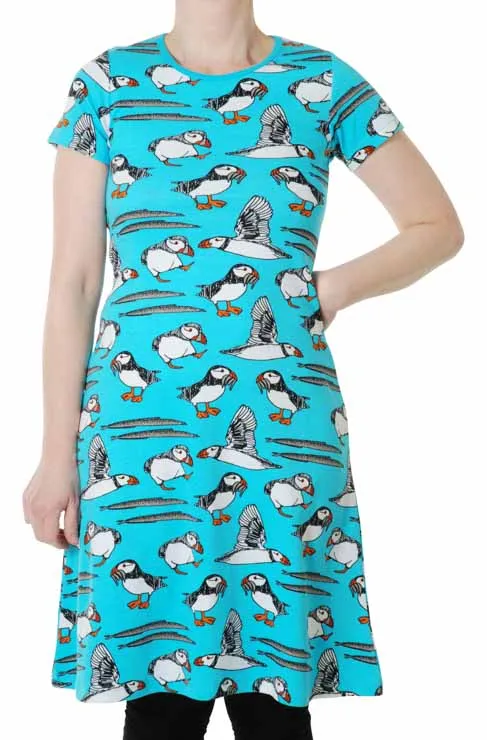 DUNS Adult SS Aline Dress - Puffin Blue Atoll