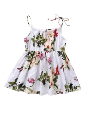 Fashion Flower Print Baby Girls Suspender Dresses