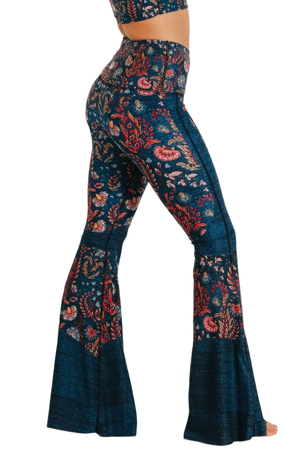 Festival Denim Printed Bell Bottoms by Yoga Democracy