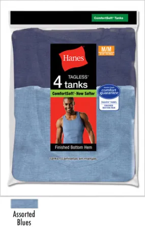 Hanes Dyed Tank Tops - Blues 4 pack