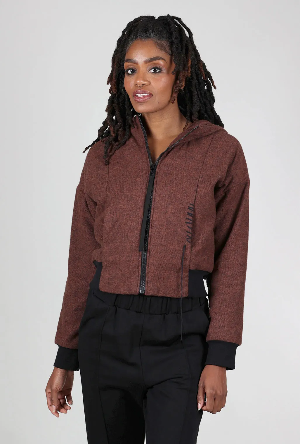 Helma Flannel Padded Jacket, Dark Terracotta