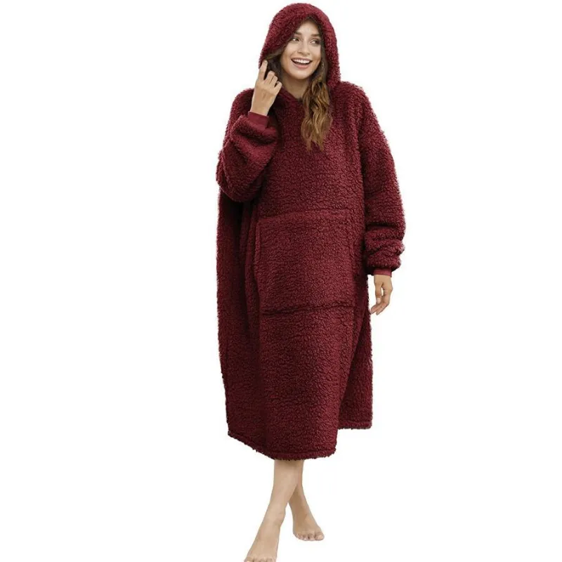 Hoodies Blankets Men and Women Can Wear Double-Sided Cotton Velvet Thermal Home Wear Pajamas