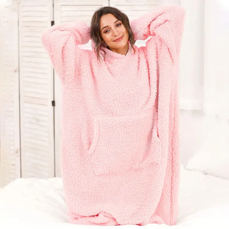 Hoodies Blankets Men and Women Can Wear Double-Sided Cotton Velvet Thermal Home Wear Pajamas