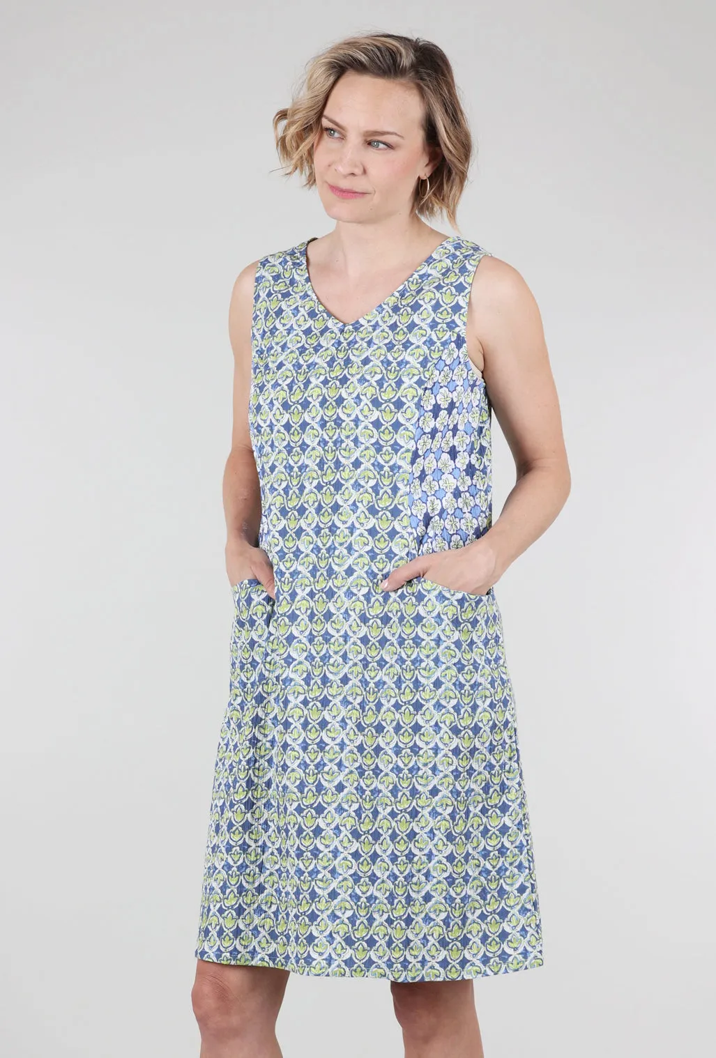 Ikat Mix Easy Pocket Dress, Garden