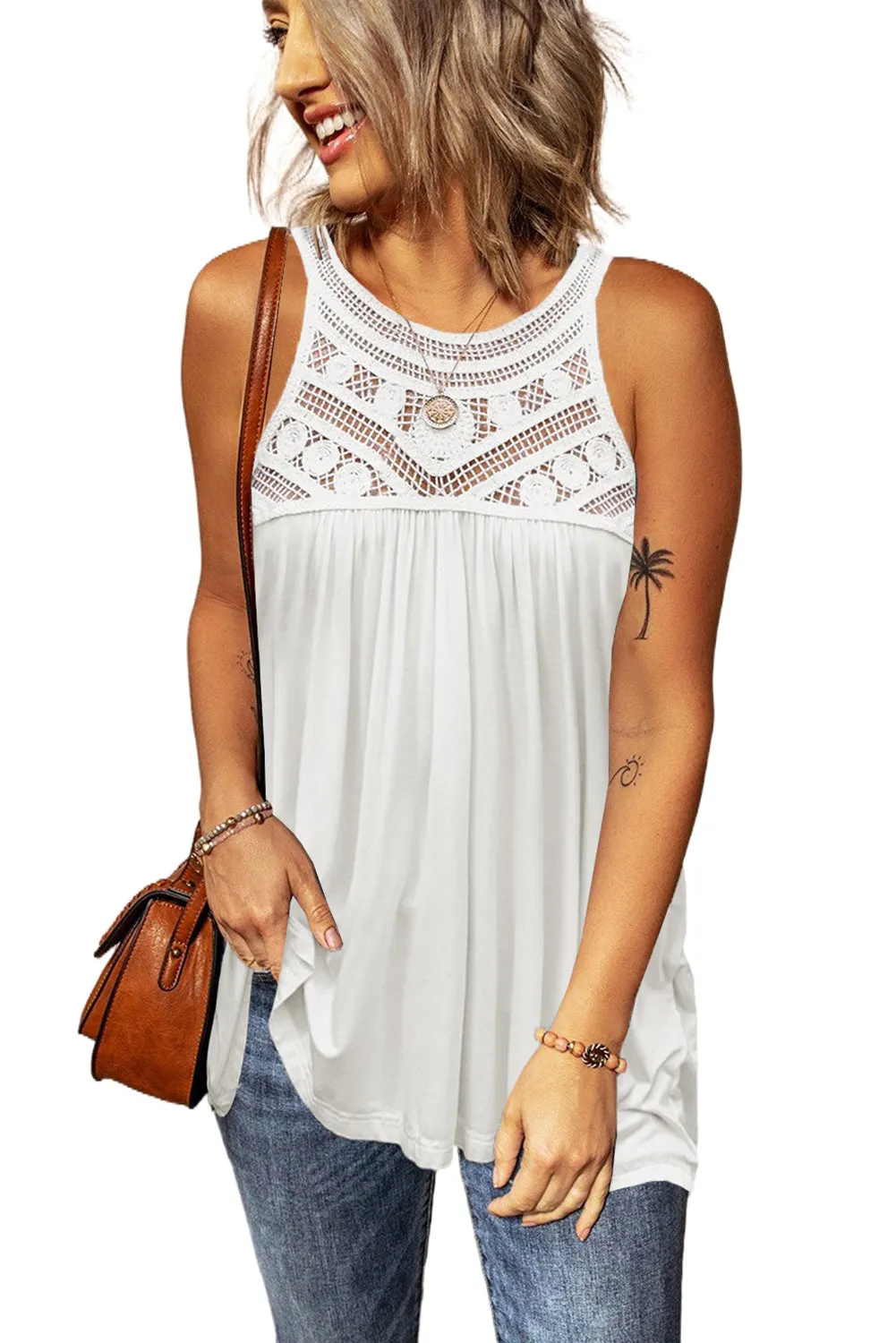 Lace Crochet Loose Flowy Tank Tops