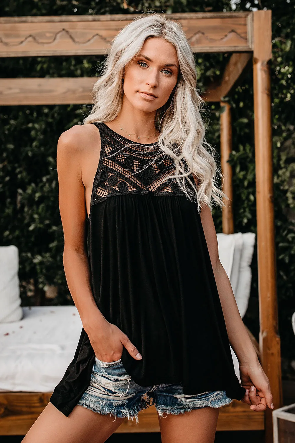 Lace Crochet Loose Flowy Tank Tops