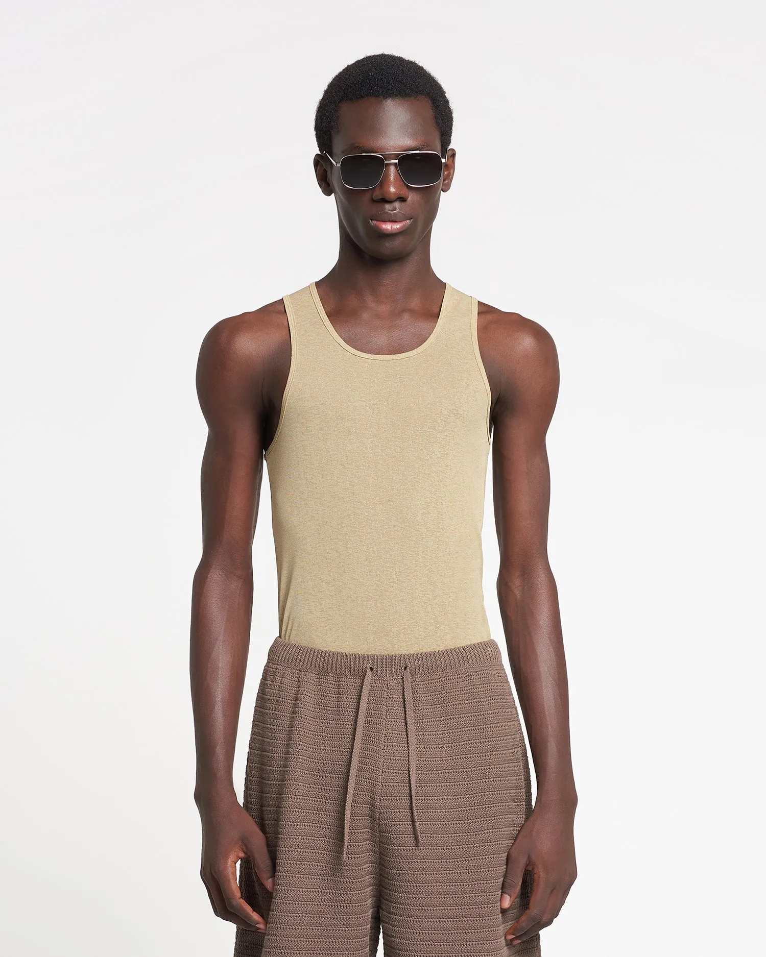 Levon - Mesh-Jersey Tank Top - Pale Olive