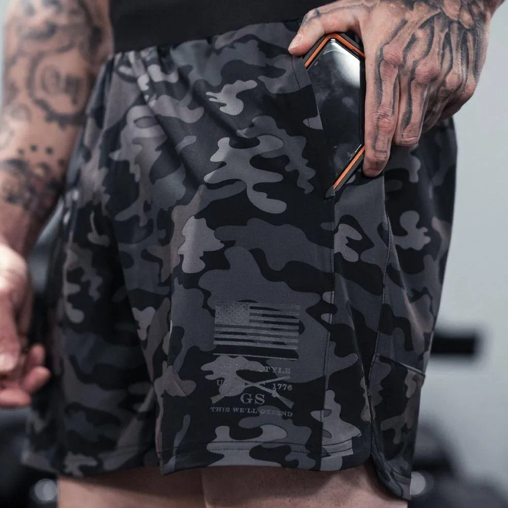 Men's Training Shorts - Black Camo