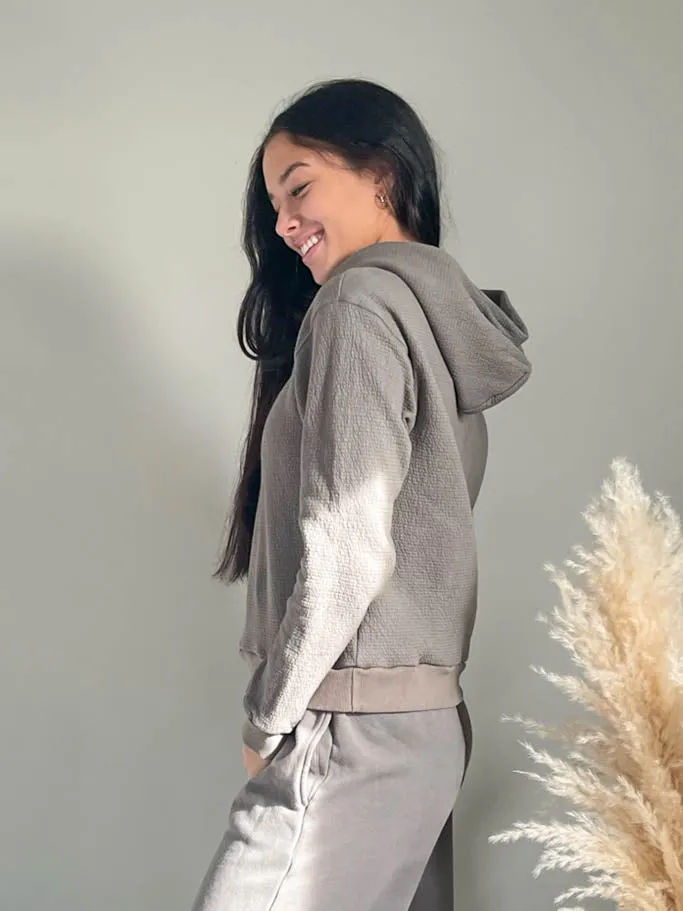 Page Quilted Hoodie- Shark Grey