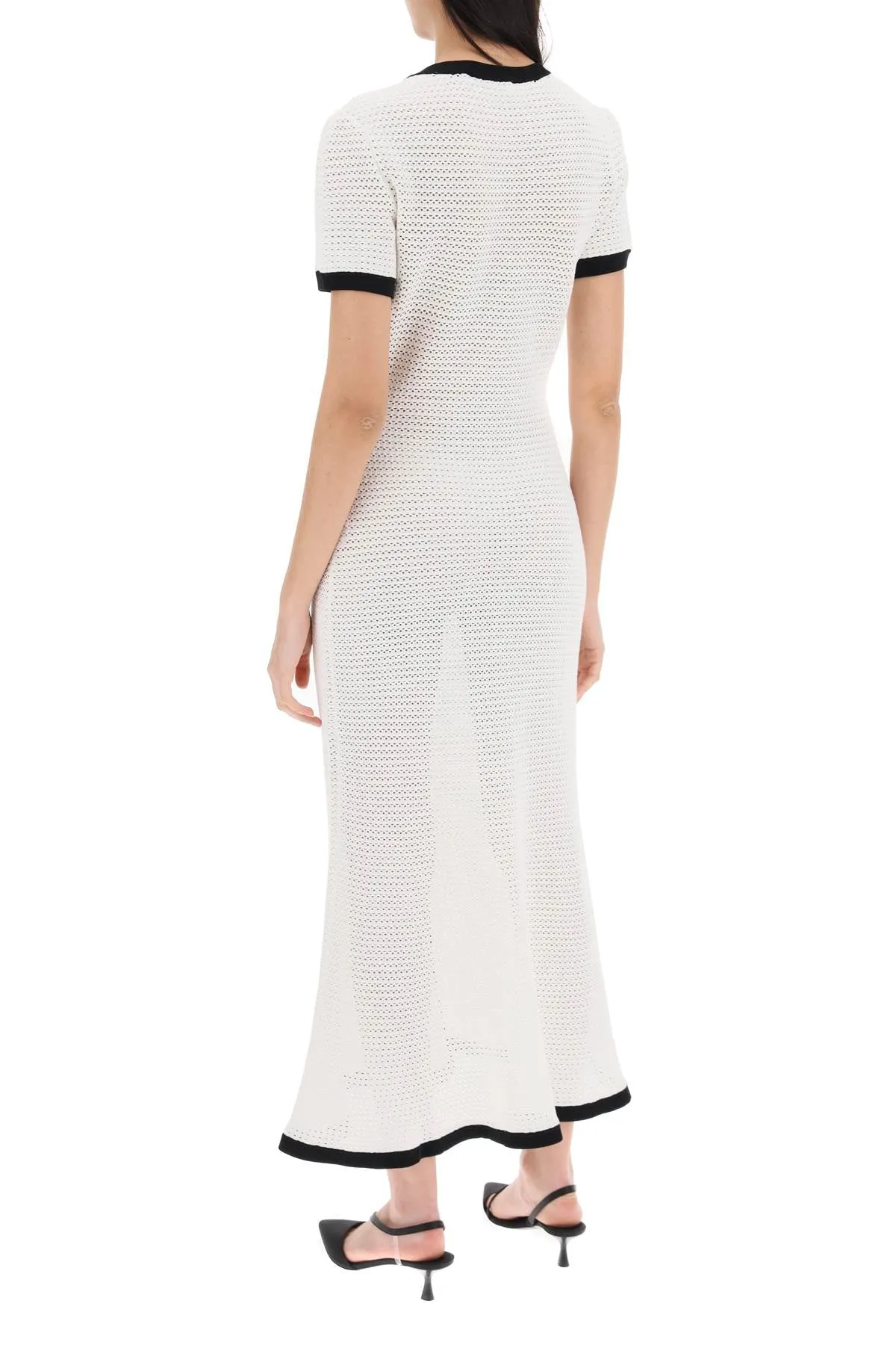 "maxi crochet dress with contrasting borders"