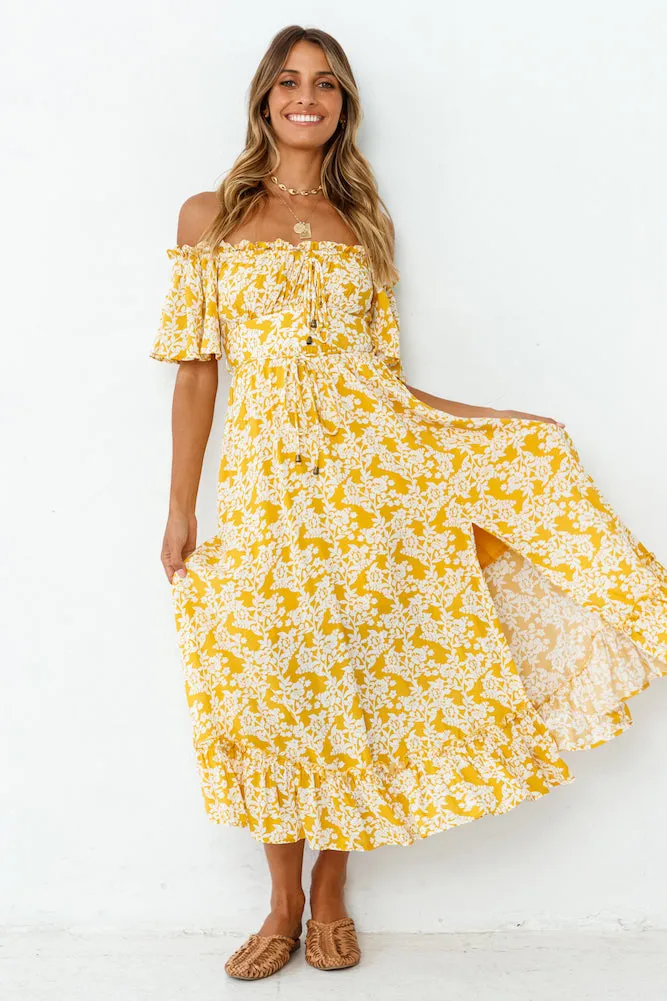 Running Heart Maxi Dress Mustard