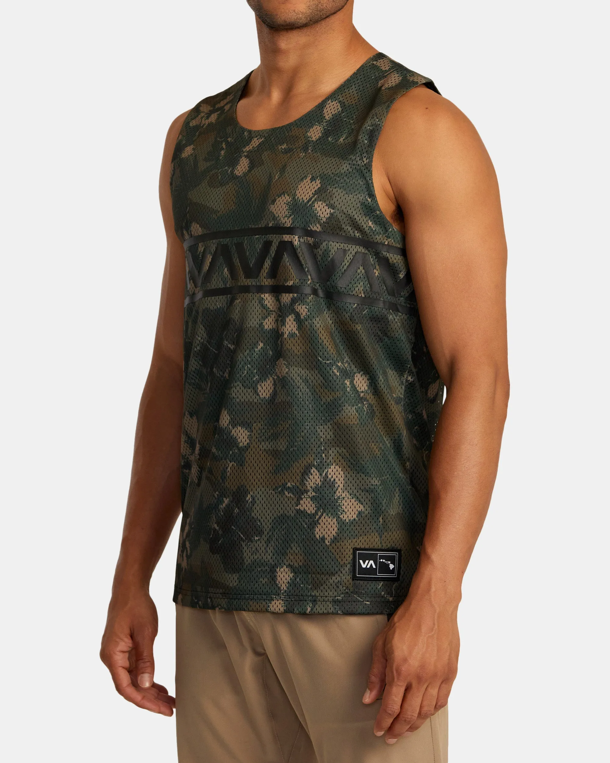 RVCA HAWAII TARO MESH TANK TOP - FLORAL CAMO