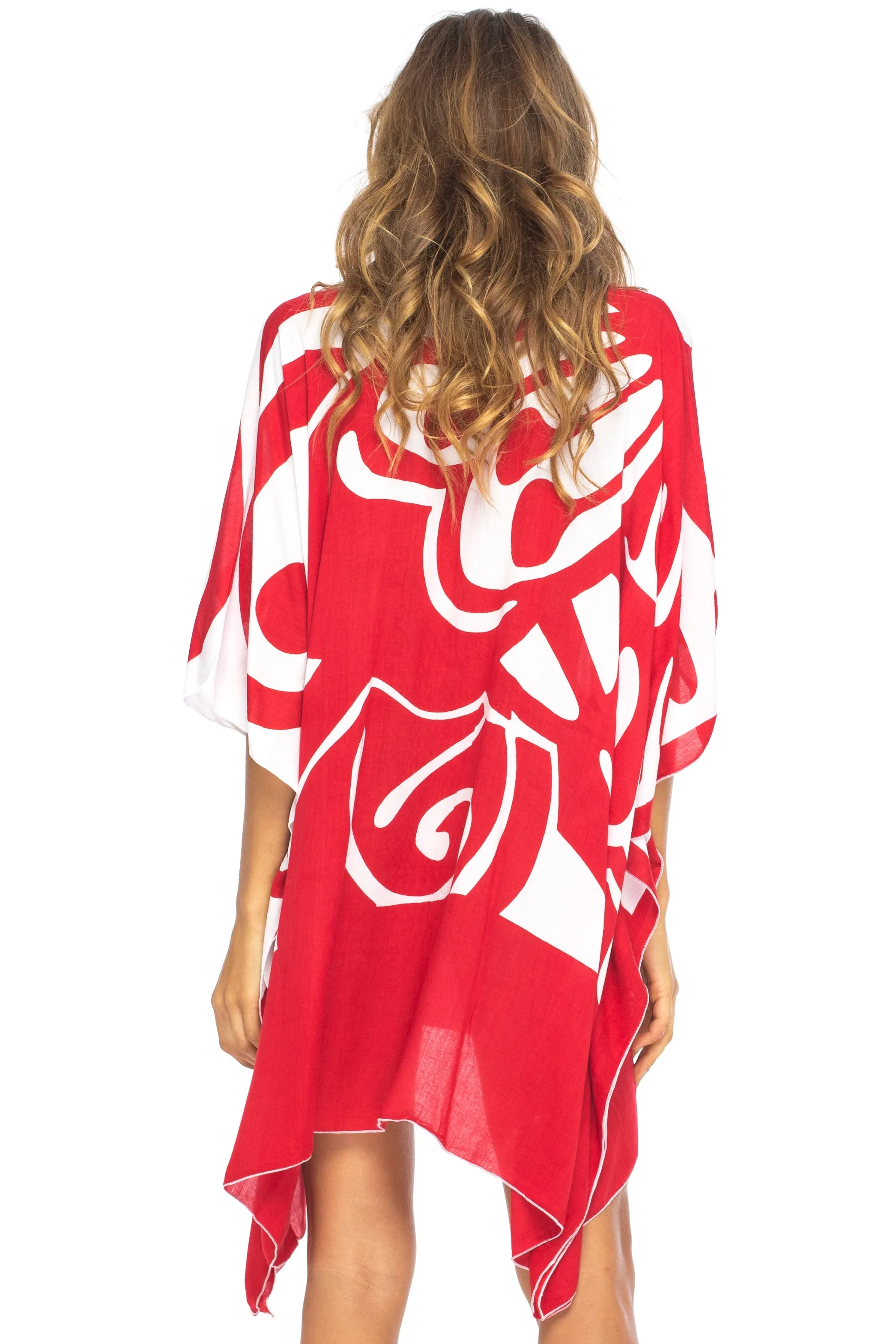 Short Loose Butterfly Print Cover Up Caftan