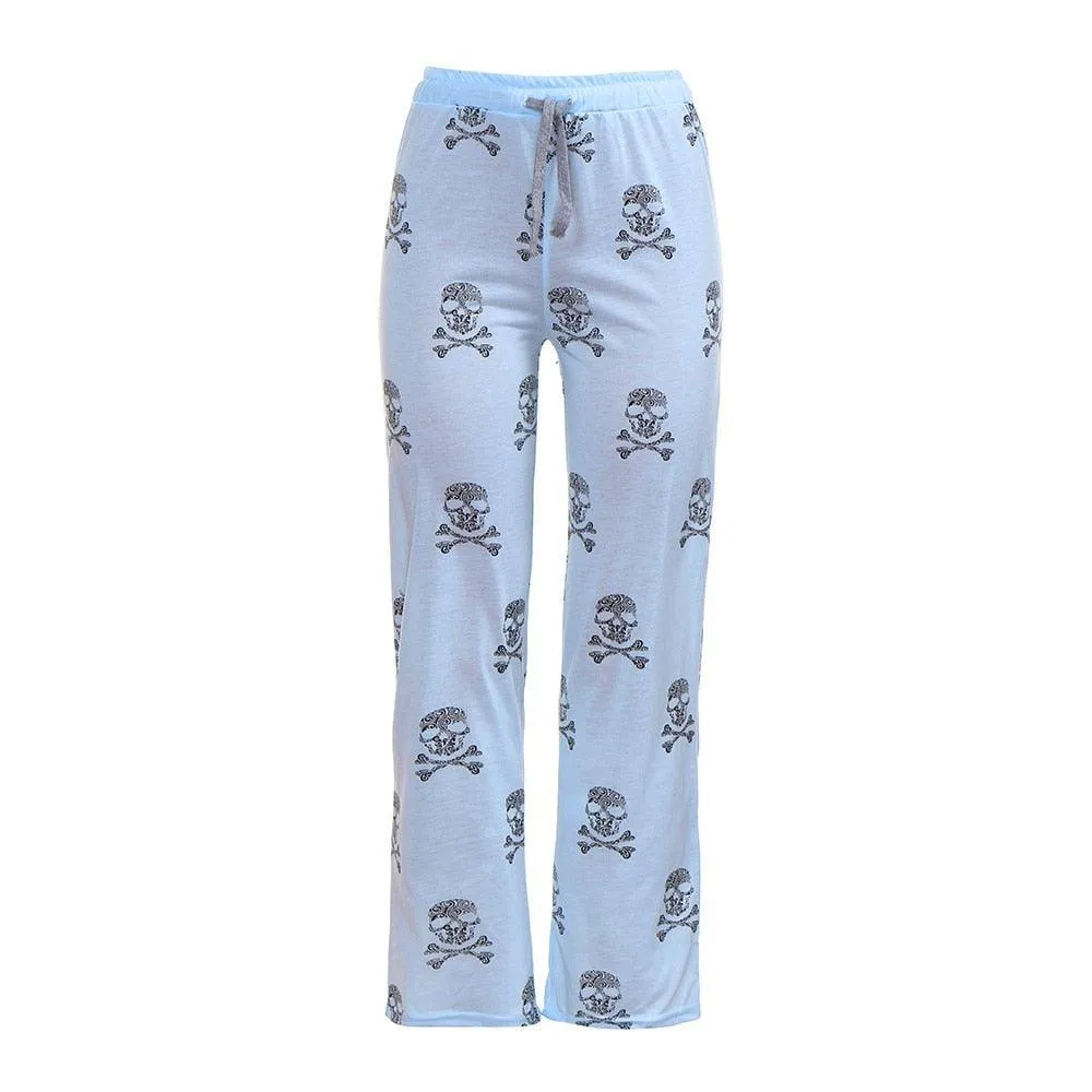 Skull Print High Waist Joggers Pants For Women