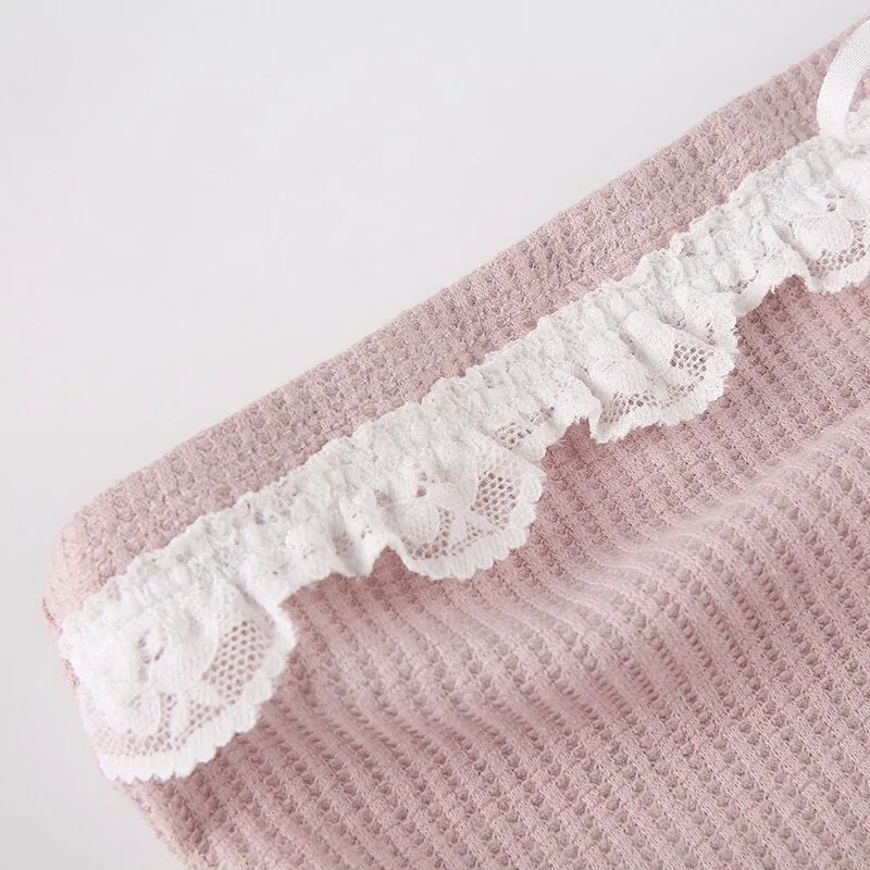 Sweet Cute Pink Lace Trim Bow Top