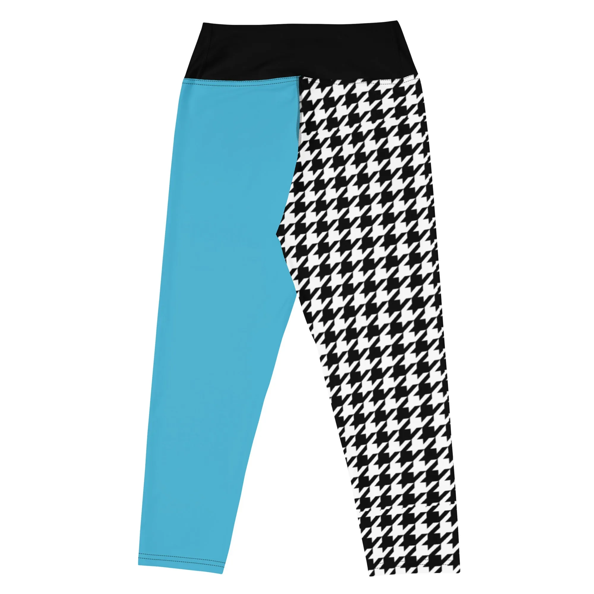 Teal and Houndstooth Yoga Capri Leggings