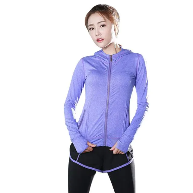 Thumb Hole Elastic Long Sleeve Yoga Jacket