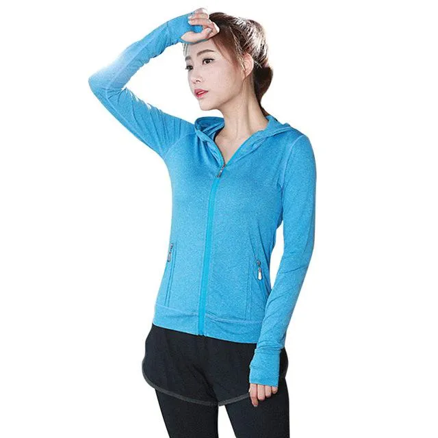 Thumb Hole Elastic Long Sleeve Yoga Jacket