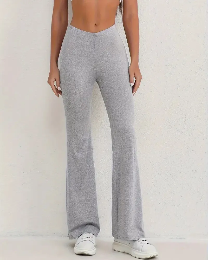 V-Waist Slim Micro Flared Trousers