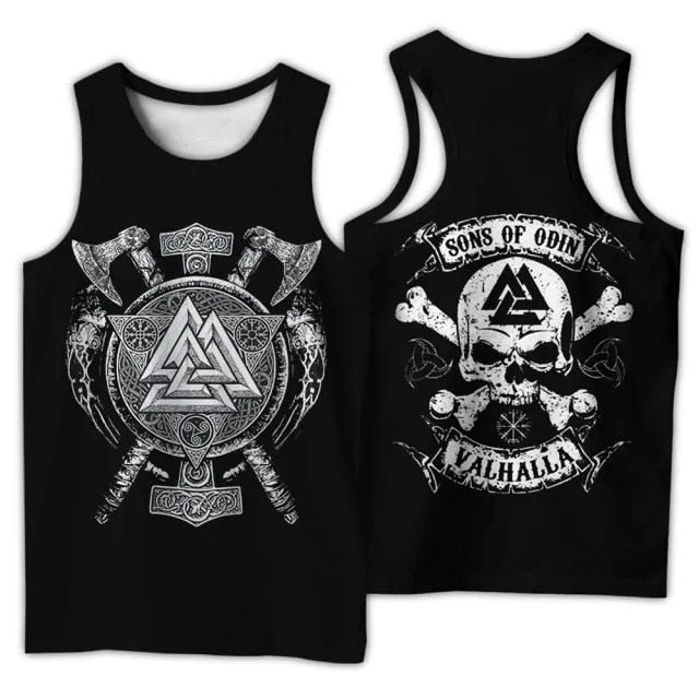 Viking symbol Tattoo Raven 3D Printed men shirt vest Harajuku Fashion Sleeveless T-shirt summer streetwear Unisex tank tops