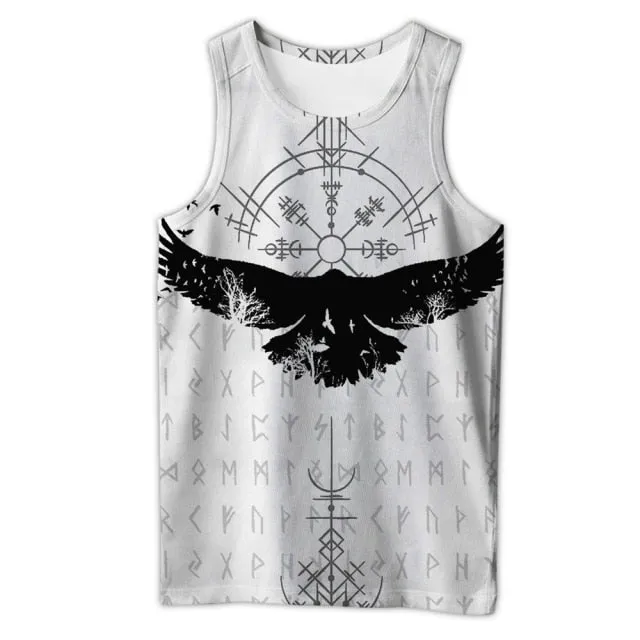 Viking symbol Tattoo Raven 3D Printed men shirt vest Harajuku Fashion Sleeveless T-shirt summer streetwear Unisex tank tops