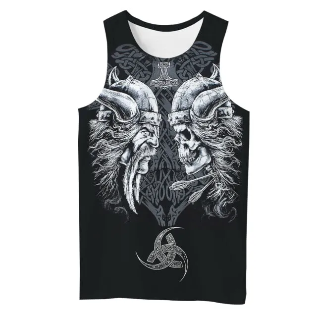 Viking symbol Tattoo Raven 3D Printed men shirt vest Harajuku Fashion Sleeveless T-shirt summer streetwear Unisex tank tops