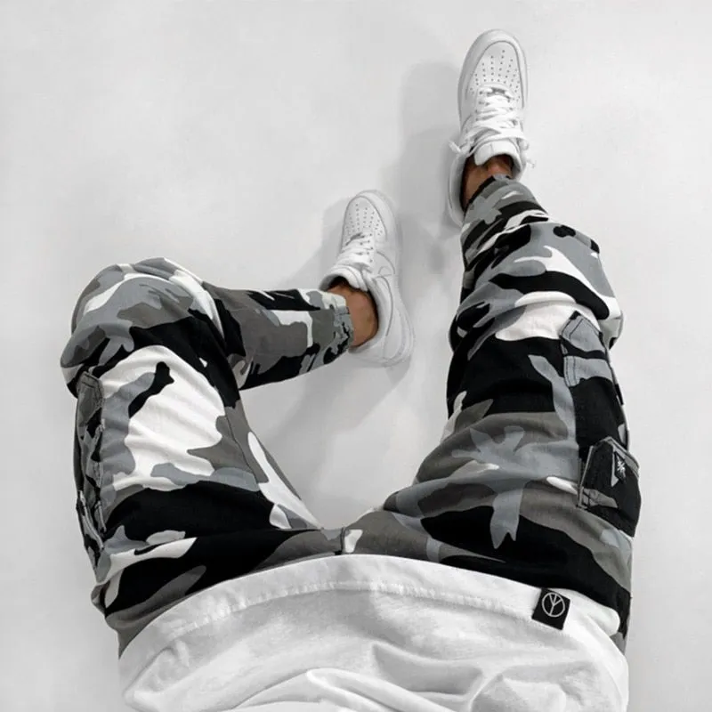 West Louis™ Gray Style Camouflage Cargo  Military Joggers Pants