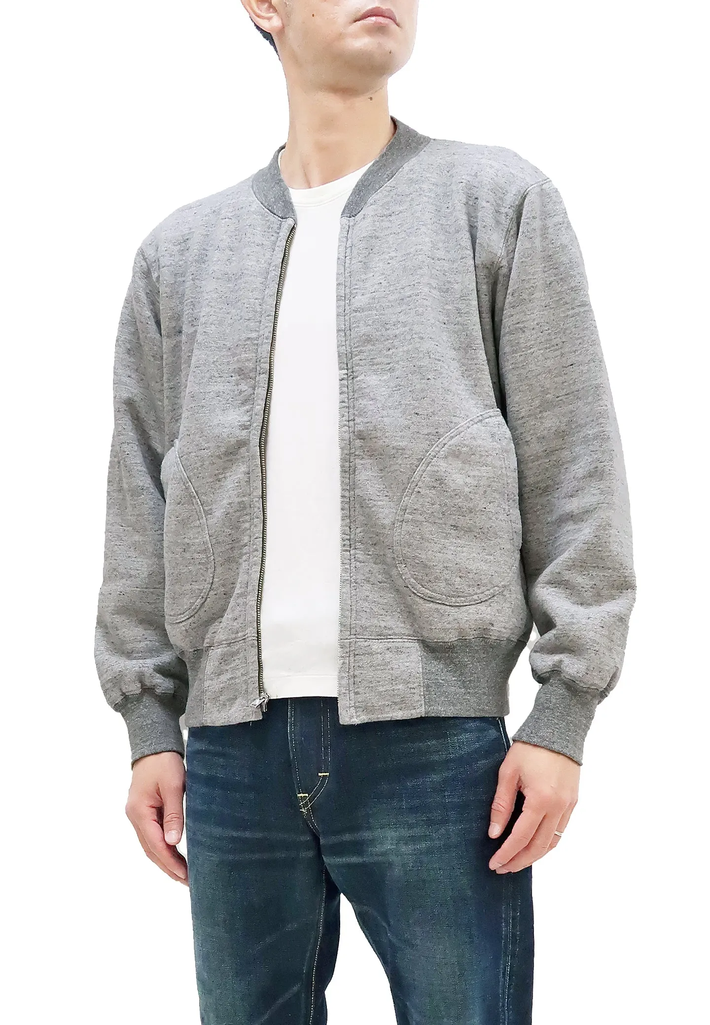 Whitesville Full-zip Sweatshirt No Hood with thermal lining Men's Waffle Lined Plain Zippered Sweatshirt Jacket WV69035 113 Heather-Gray